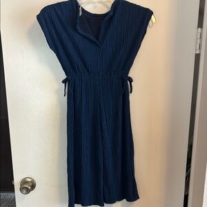 Zara Navy Blue Pleated Romper/Jumpsuit